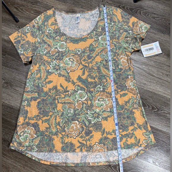NWT Lularoe Classic T Yellow Floral with Green and Gray, sz:XL - Picture 3 of 4